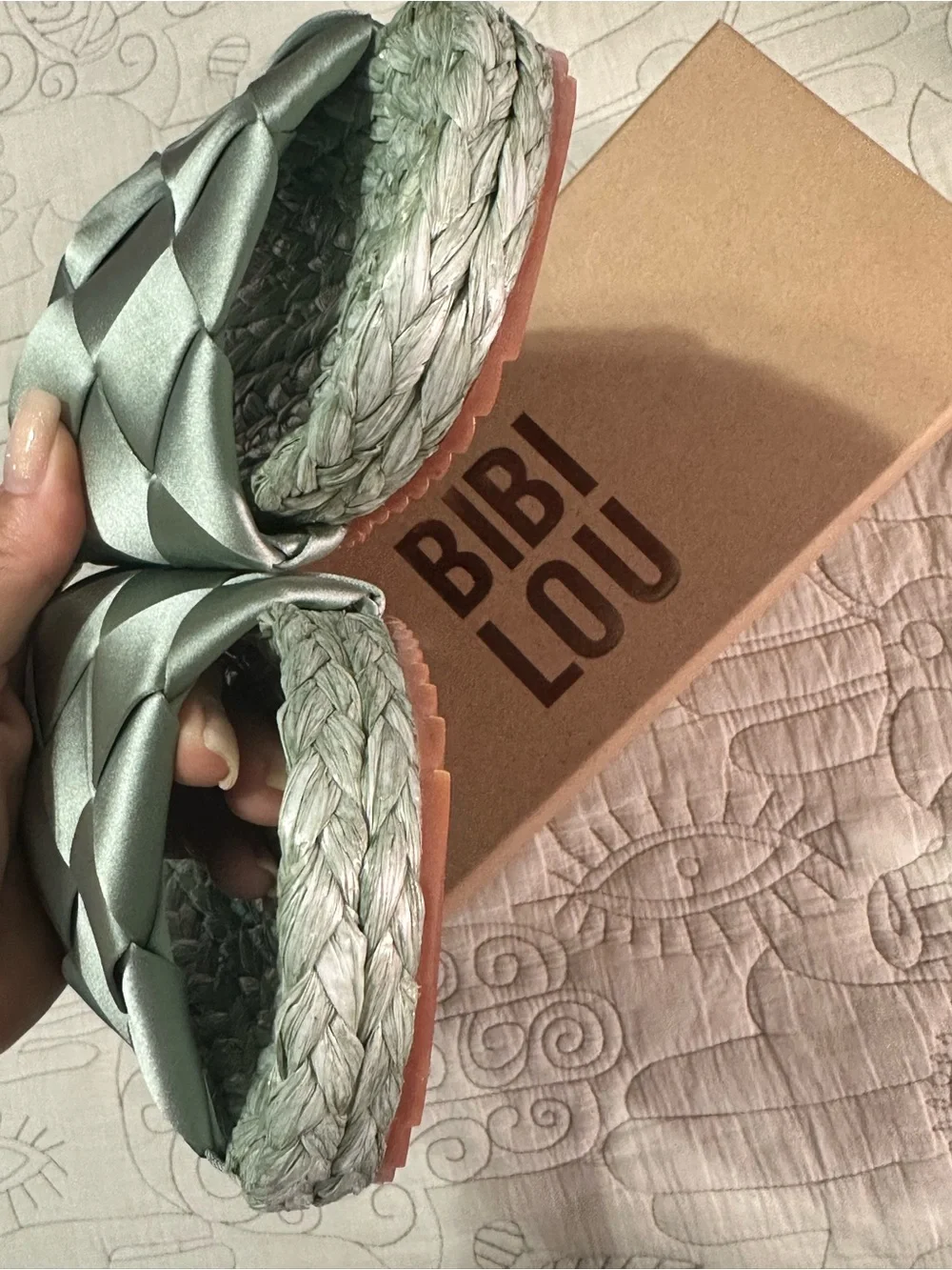 Bibi Lou Slate Satin Slide Sandals NIB EU 37 US 6.5-7 Anthropologie